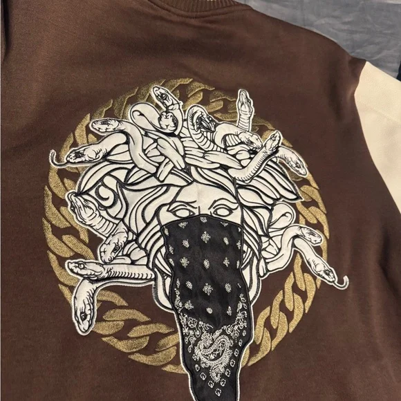 C.C Brown and Cream Varsity Jacket - Picture 5 of 5